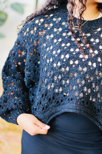 Crochet Cropped Sweater + Black