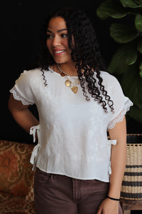 Lacy White Woven Top