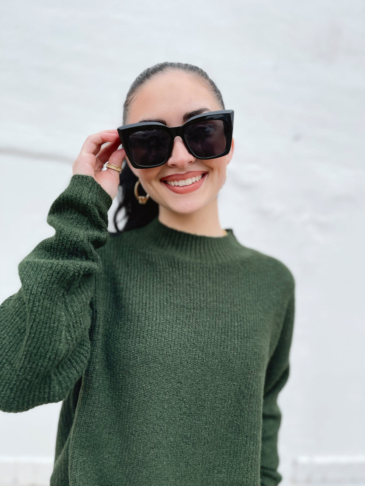 Kate Knit Cropped Sweater + Green