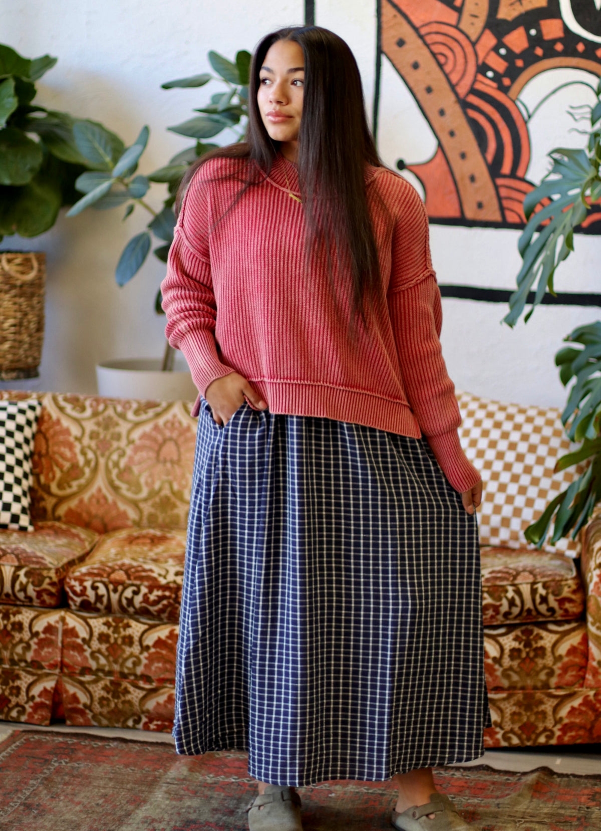 Ribbed Crop Sweater + Red