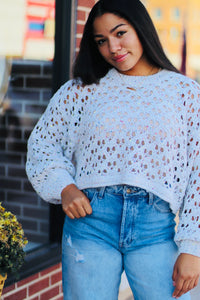 Crochet Cropped Sweater + Beige