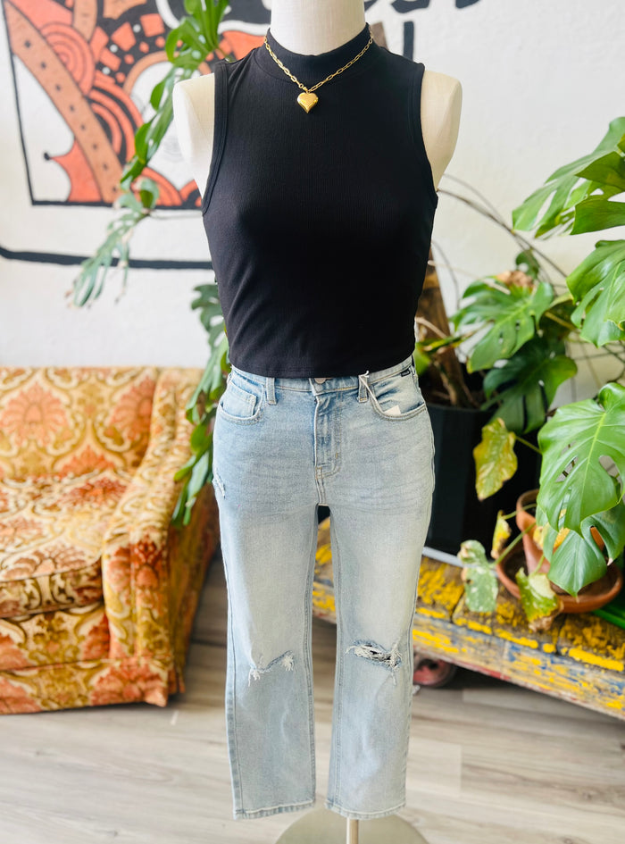 Soft Mock Neck Tank + Black