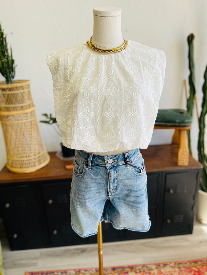 Emory Eyelet Blouse in White