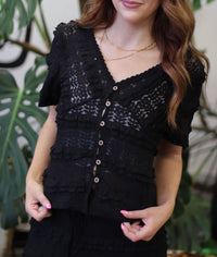 Prairie Grunge Black Lace Top