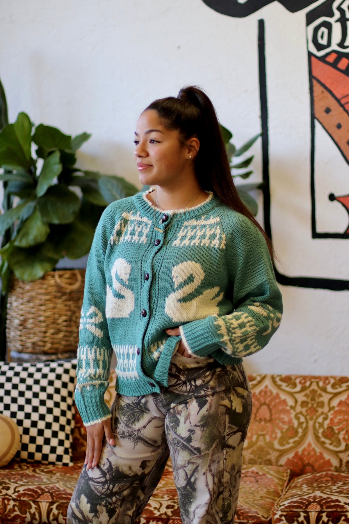 Swan Knit Cardigan + Light Blue