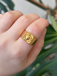 Chunky Signet 18K Gold Plated Sun Ring