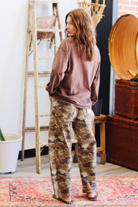 Eliza Camo Barrel Jeans