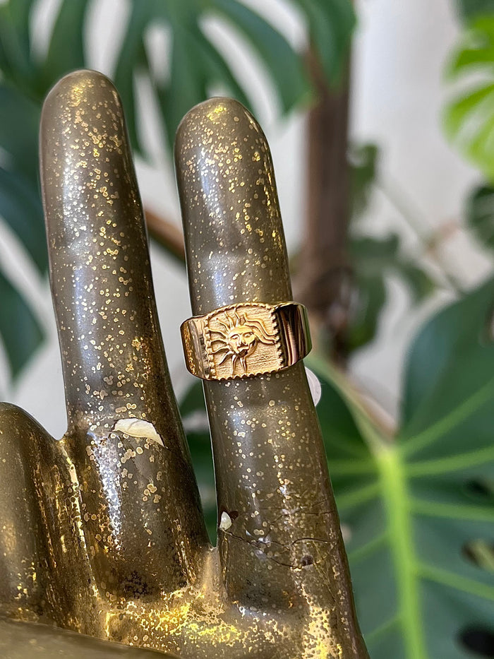 Chunky Signet 18K Gold Plated Sun Ring