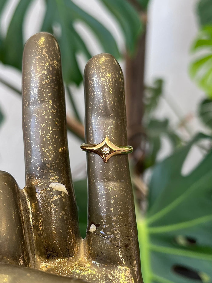 CZ Inlaid Star 18K Gold Plated Ring in Gold