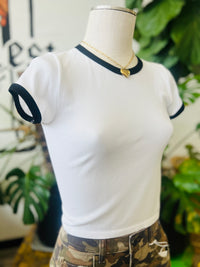 Cropped Ringer Tee + White