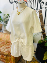 Dolman Sleeve Terry Top + Ecru