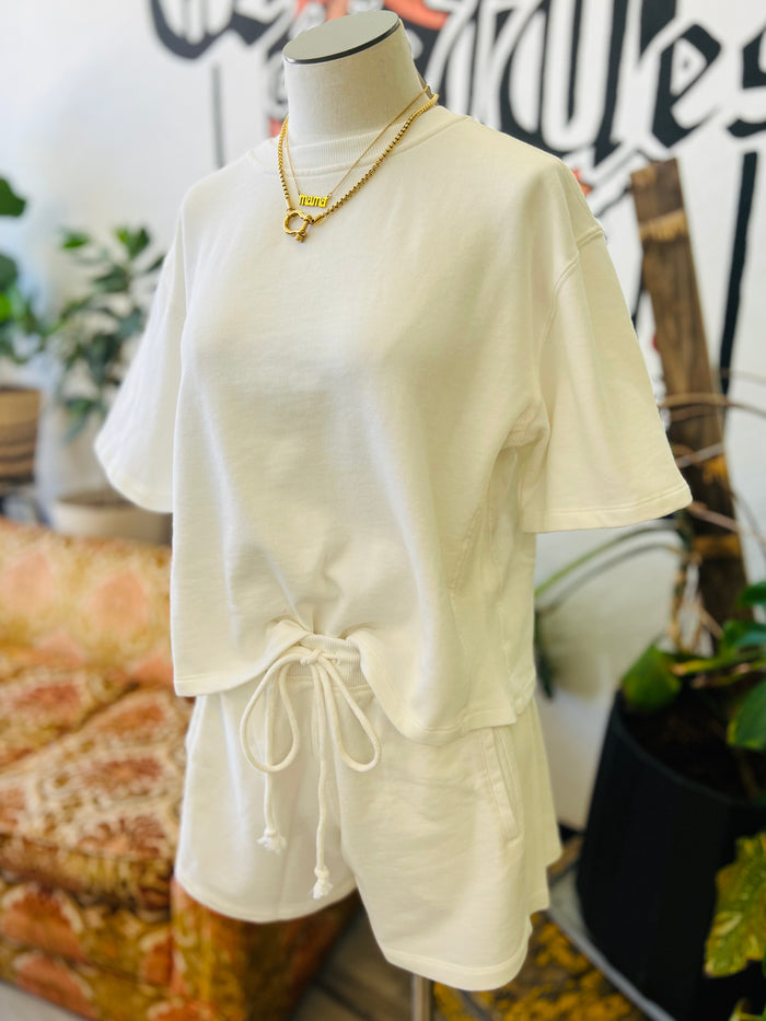 Dolman Sleeve Terry Top + Ecru
