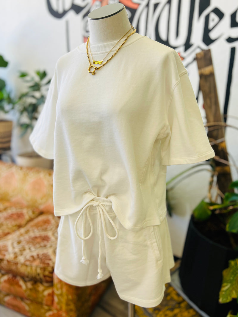 Dolman Sleeve Terry Top + Ecru
