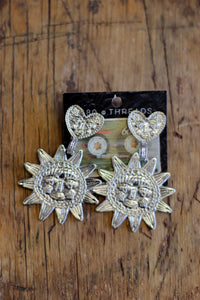 Sun & Heart Face Earrings