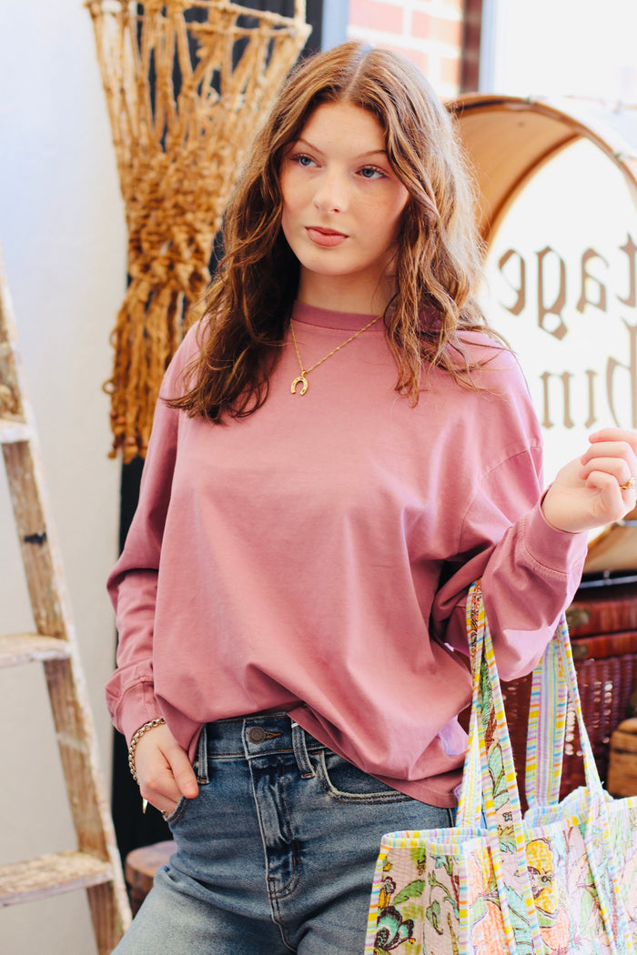 Basic Long Sleeve Top + Mauve