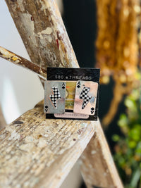 Western Checkered Lightning Spade Ace Earring