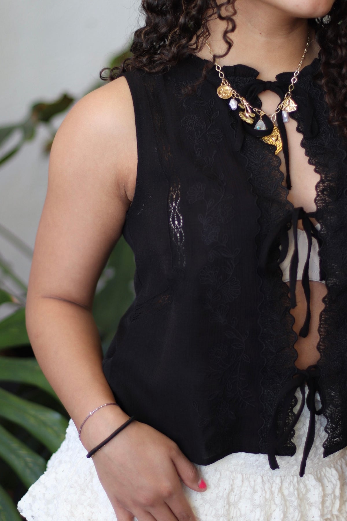 Hannah Lace Tie Top + Black