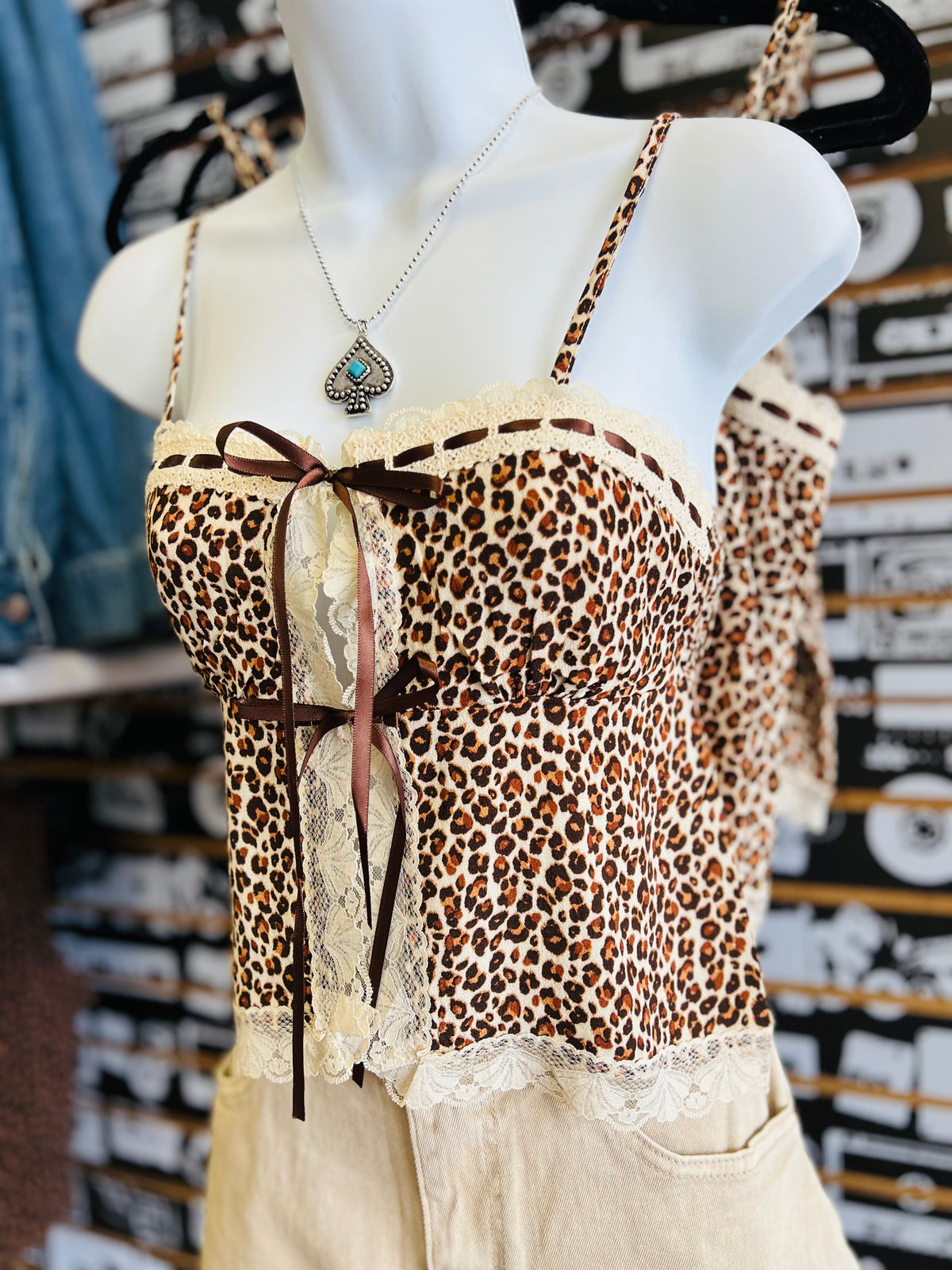 Leopard Lace Tie Top