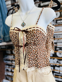 Leopard Lace Tie Top