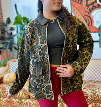 Leopard Washed Twill Cotton Jacket