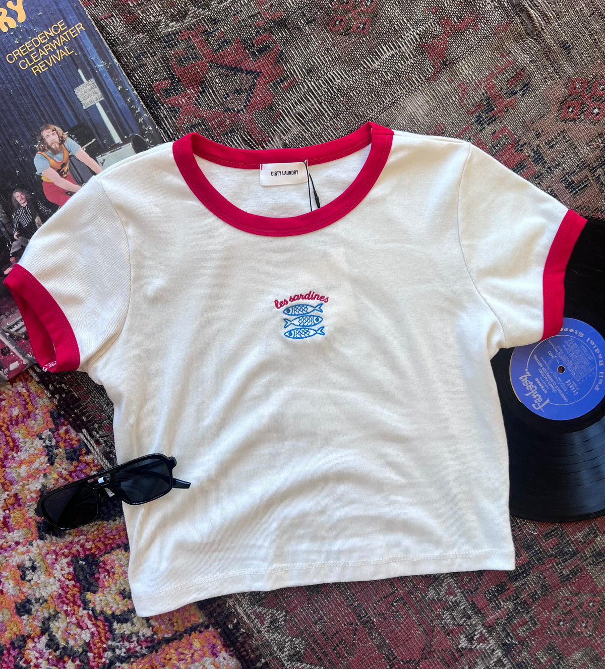 Les Sardines Cropped Ringer Tee