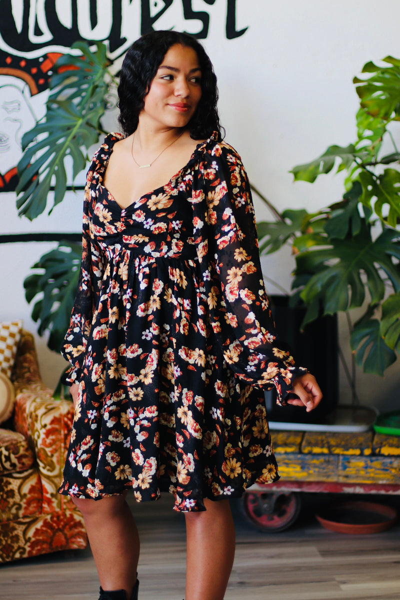 Floral Puff Sleeve Mini Dress