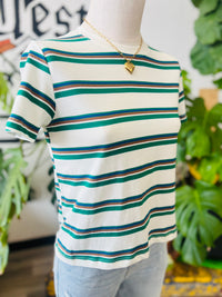 Basic Ivory Striped Cotton Tee