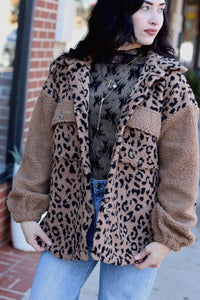 Oversized Sherpa Leopard Jacket