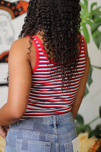 Lexi Red Striped Tank Top