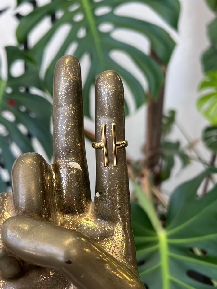 18K Gold Plated Double Bar Ring