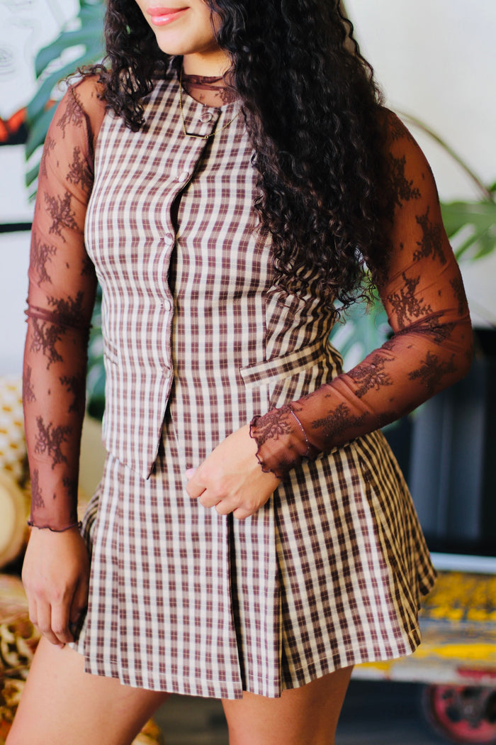 Plaid Button Down Vest Top