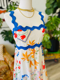 Bella Blue Trim Midi Dress