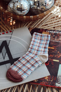 Plaid Crew Socks + White