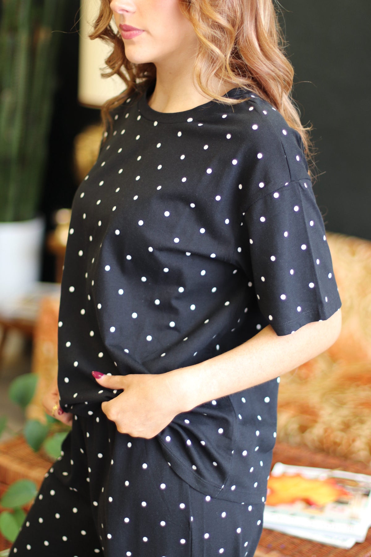 Becky Black & White Polka Dot Top