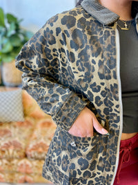 Leopard Washed Twill Cotton Jacket