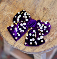 Velvet Rhinestone & Pearl Bow