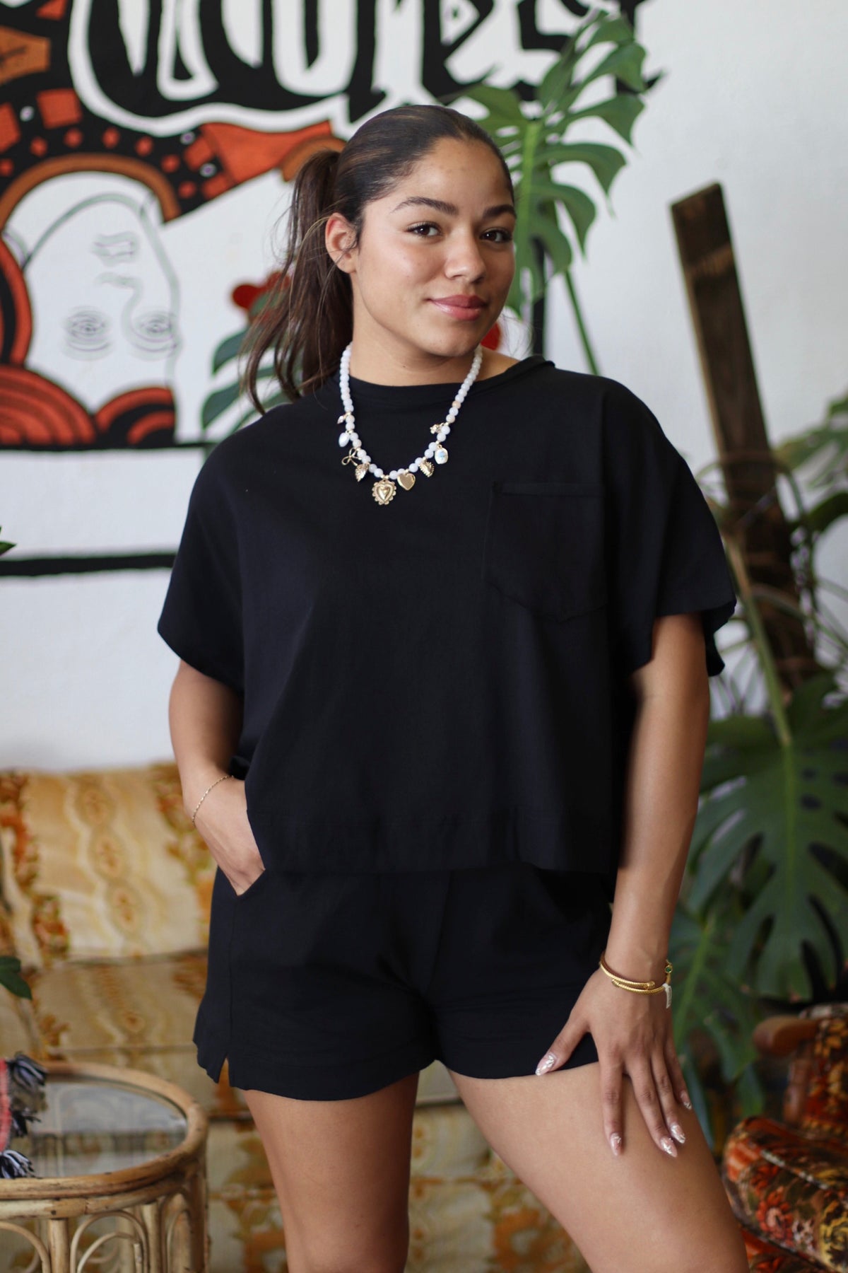 580 Friday - Lexi Boxy Short Set in Black