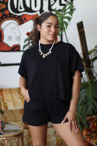 580 Friday - Lexi Boxy Short Set in Black