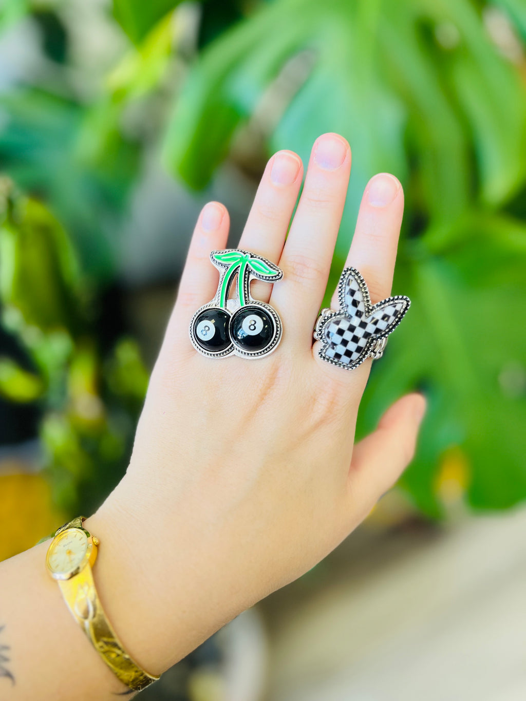 8 Ball Cherry Cuff Ring