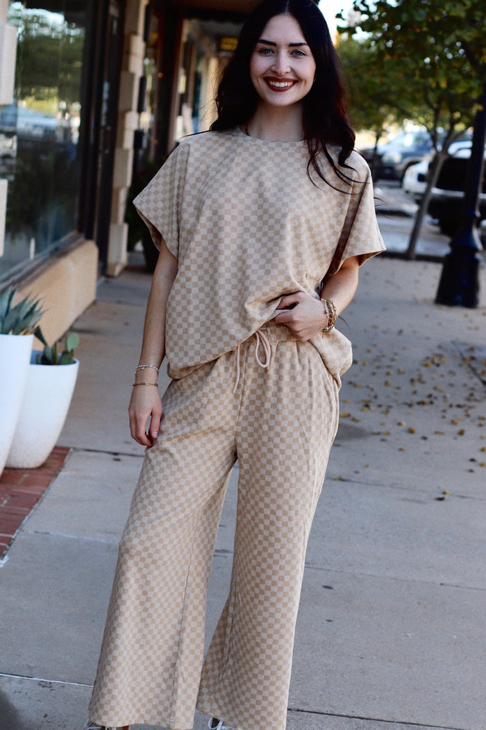 Tatum Cropped Wide Leg Pants + Tan