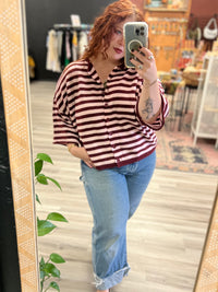 Makinly Burgundy Stripe Cardi