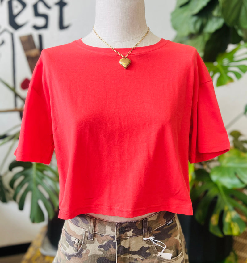 Robin Red Cropped Cotton Tee