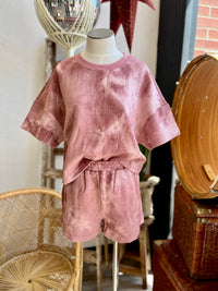 *Quilted Washed Knit Top & Shorts Set in Mauve