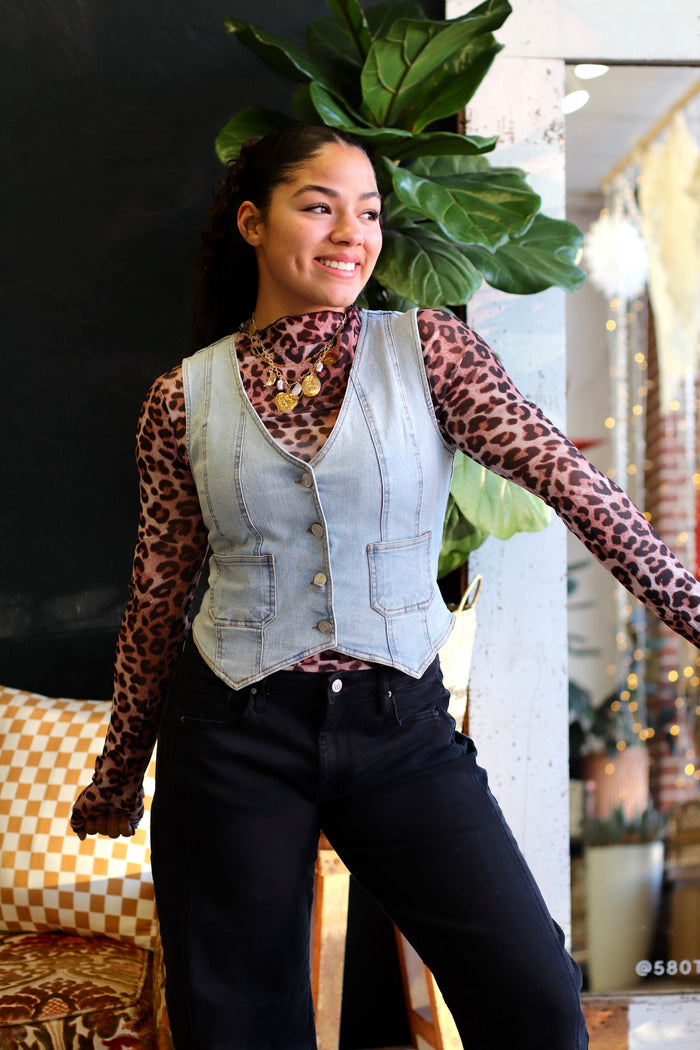 Leopard Mesh Layering Shirt