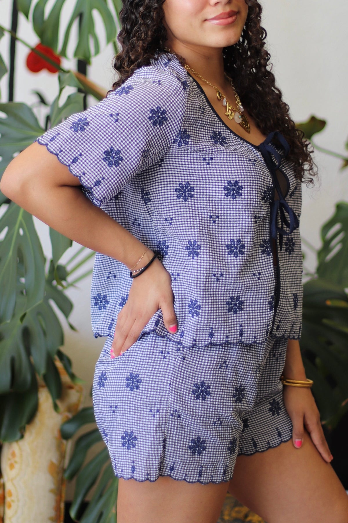 Darcy Floral Embroidery Woven Top & Shorts Set