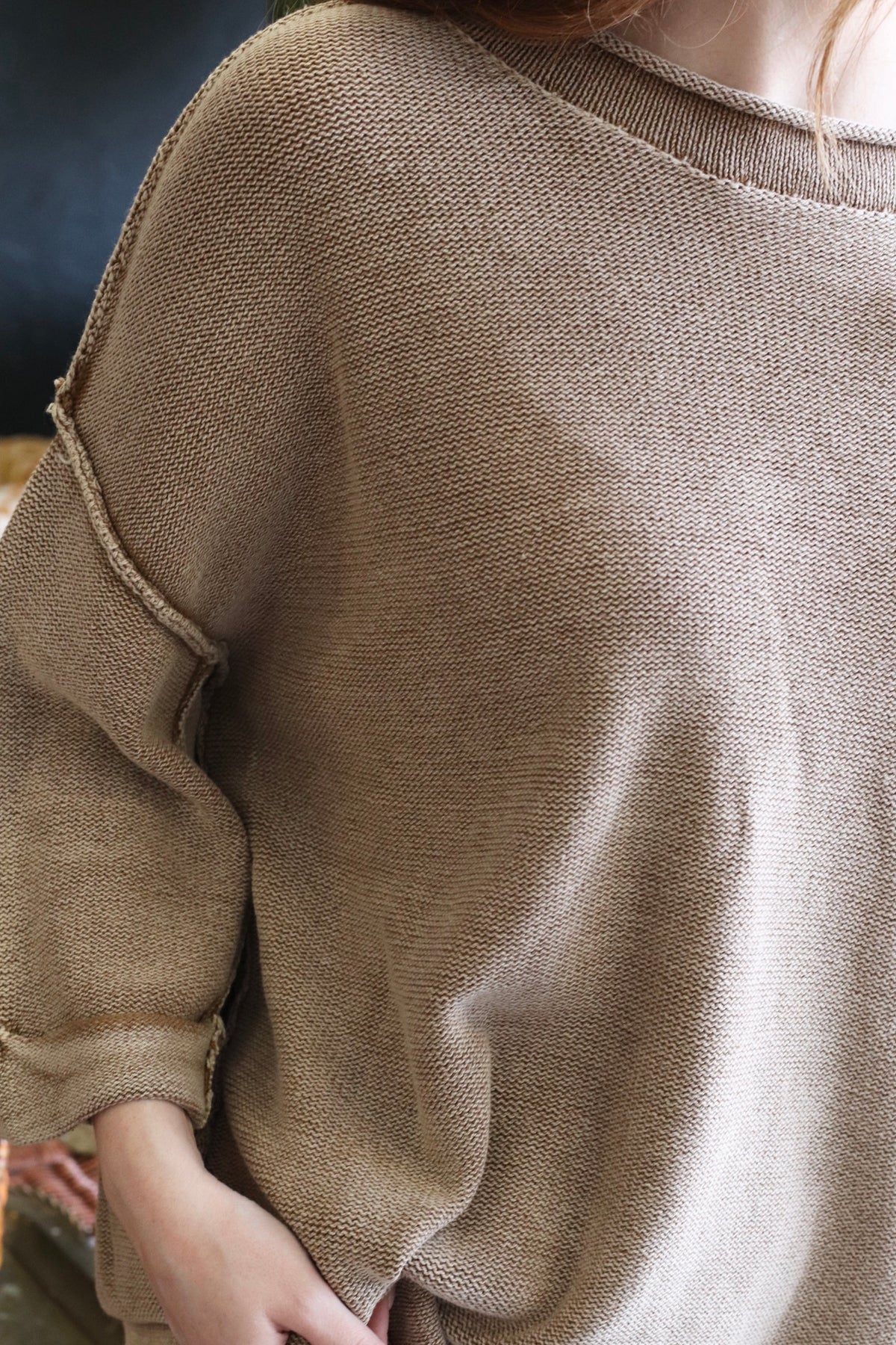 Oversized Ashen Mocha Inverted Seam Sweater