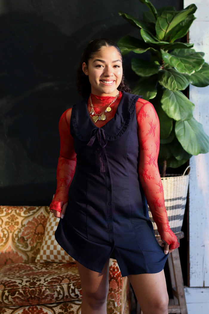 Navy Sailor Neck Mini Dress