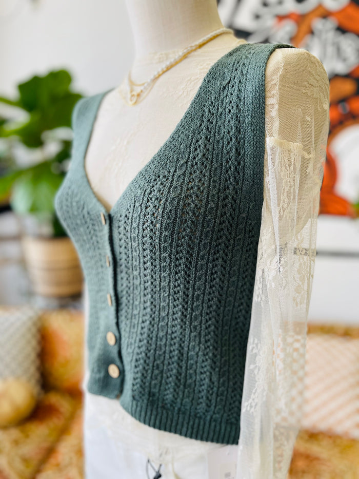 Not Your Grannie's Sweater Vest in Jade
