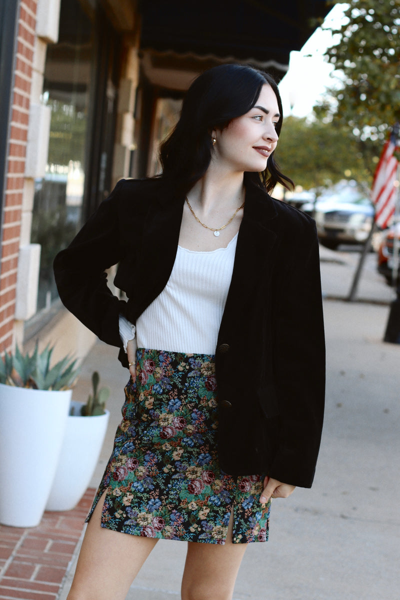 Jacquard Mini Skirt + Black