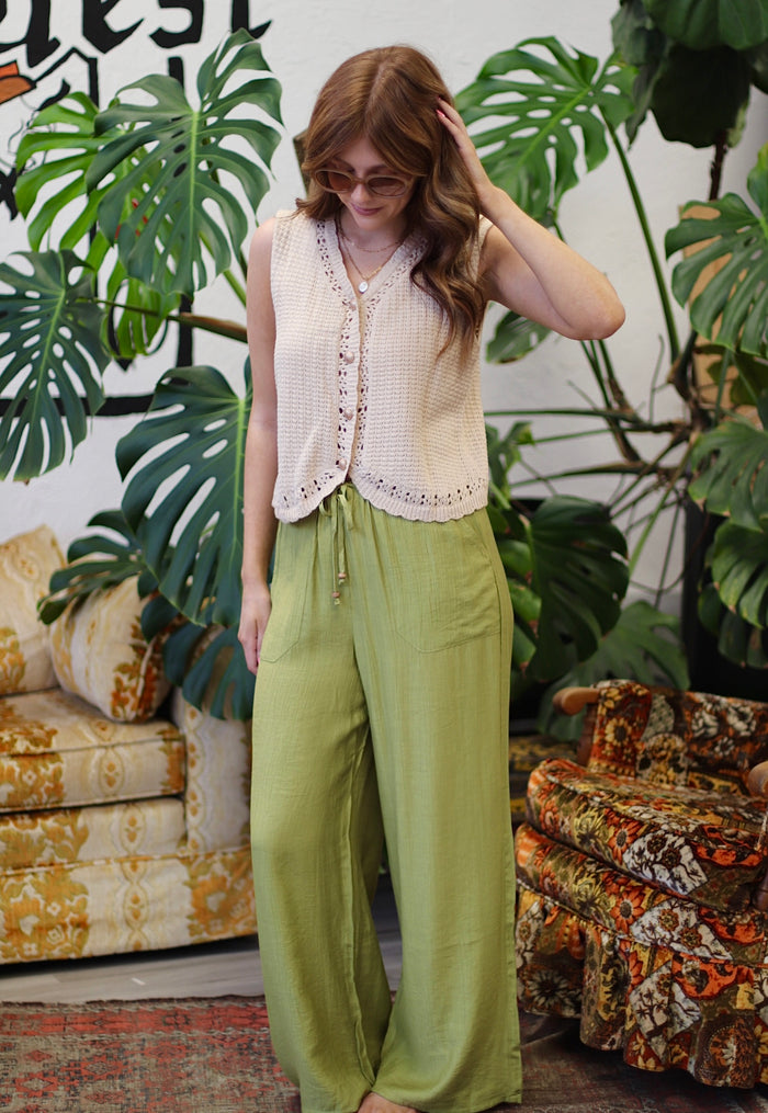 Allie Avocado Linen Pants